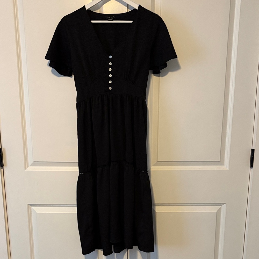 Universal Thread Black Midi Dress with Buttons